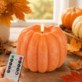 Orange Flameless Pumpkin Candle for Fall Decor - Remote Control, 5.5 Inch