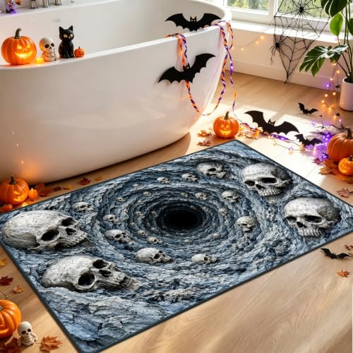 Halloween Skeleton Area Rug 2x3 Entryway Rug Skull Cave Door Mat - Indoor/Outdoor
