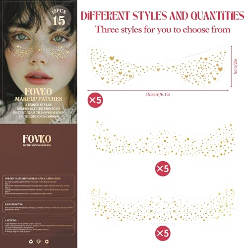 Gold Glitter Freckles Face Tattoo Set Waterproof & Skin-Friendly