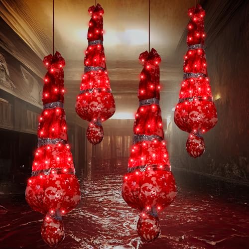 Halloween Human Remains Prop Set with Inflatable Corpses, LED Lights & Accessories