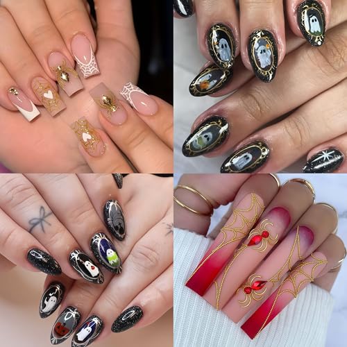 Halloween Nail Art Stickers 5D Ghost & Spider Web Decals - Relief Ghost Variation