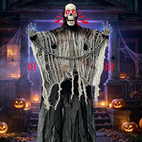 71-Inch Life Size Halloween Hanging Ghost Decorations with Sound & Adjustable Arms