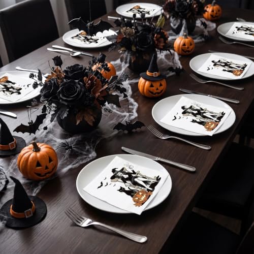 Elegant Witch Halloween Napkins - 25 Pack, 5x5 Inch, Chic Table Decor