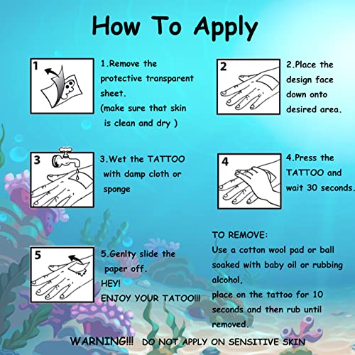 Watercolor Ocean Animal Temporary Tattoos for Kids Party Favors - 74 Sheets