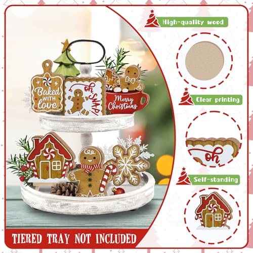 Christmas Gingerbread Man Tiered Tray Decor Set - Holiday Home Decor