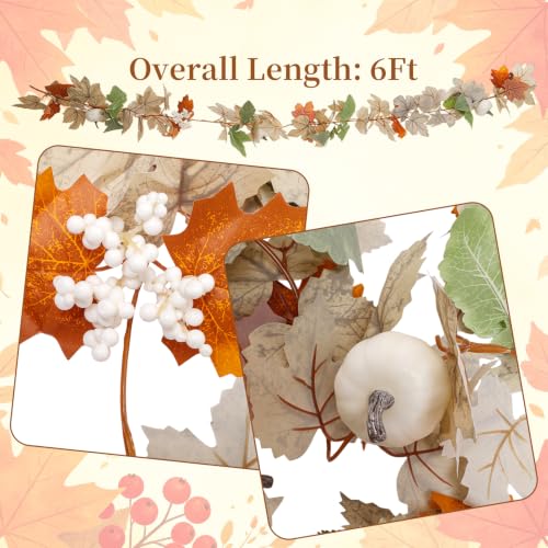 Autumn Maple Leaf Pumpkin Berry Garland - Fall Decor Wreath