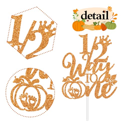 Half Pumpkin Cake Topper for First Birthday Baby Shower Fall Halloween Celebration