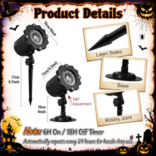 Green Skull Outdoor Halloween Projector Light - Spooky 3D Shadow Decor