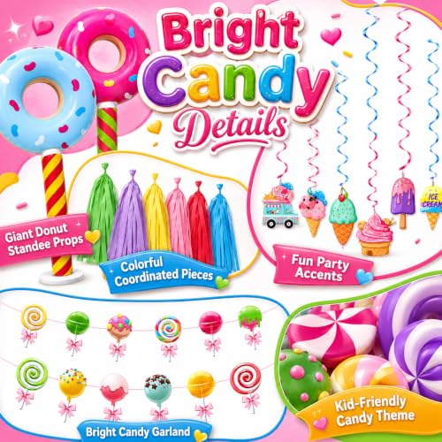 Halloween Candy Theme Trunk or Treat Decorations Kit - Candy Banner & Balloons