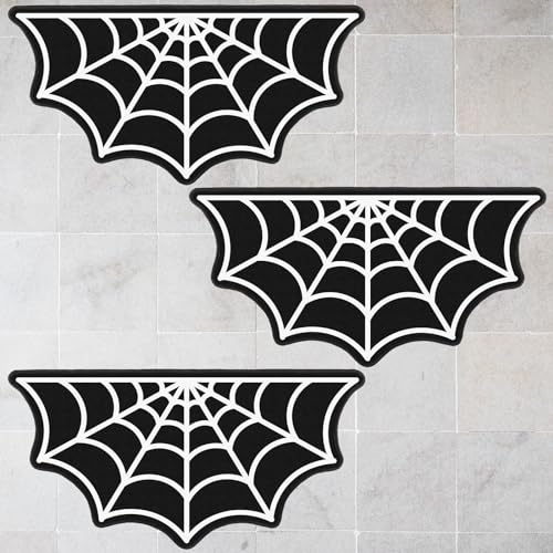 Halloween Bath Mat Set 3 Pieces Spider Web Non Slip Bathroom Rugs
