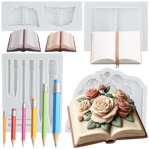 Back to School Silicone Mold Set - Book & Pencil Fondant Cake Decorating - Style G