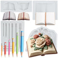 Back to School Silicone Mold Set - Book & Pencil Fondant Cake Decorating - Style G