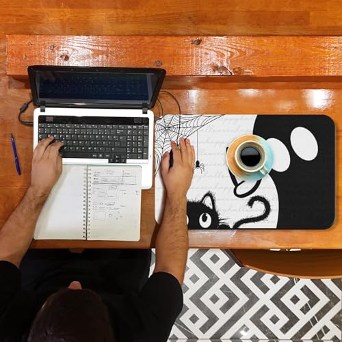 Halloween Ghost Coffee Mat Set - 2 Pack, 12x19 Inch Countertop Protector with Variation Ghost Cat