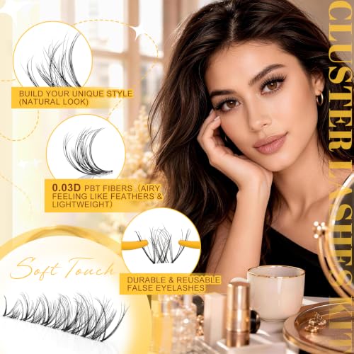 QUEWEL Spider Lash Clusters Kit - Wispy Breeze 8-16mm D Curl 4-in-1 Variation