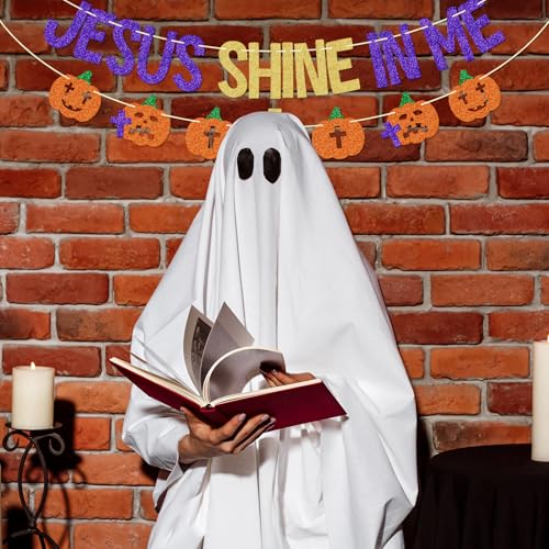 Halloween Christian Banner Pumpkin Jesus Shine In Me Fall Church Decor