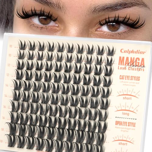C-Bunny Wispy Lash Clusters - D-Curl Individual False Eyelashes 10-18mm, Light & Fluffy, DIY Cat Eye & Open Eye Looks