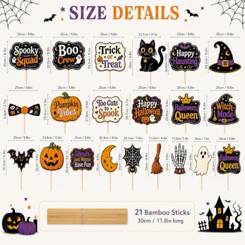 21 Pcs Halloween Photo Booth Props Set - Spooky & Fun Party Accessories