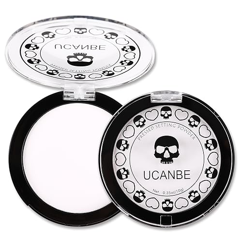 UCANBE Translucent White Pressed Setting Powder for Halloween & Special Effects, Matte Finish, Long-Lasting Makeup, Portable Compact