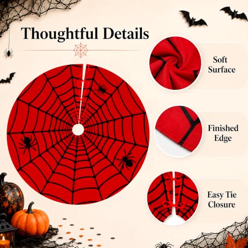 Red Halloween Spider Web Tree Skirt 36 Inch - Gothic Holiday Decor
