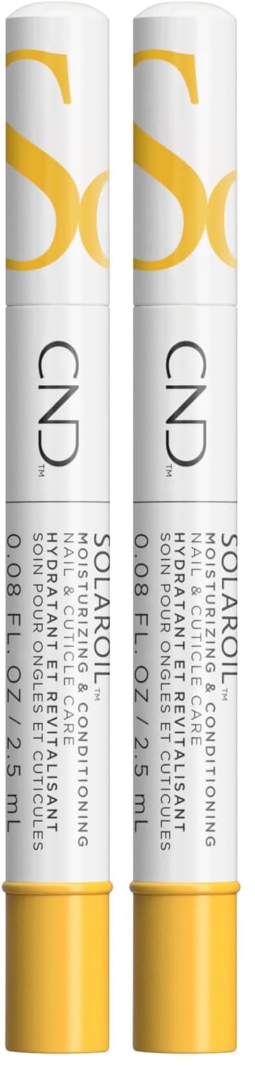 CND SolarOil Cuticle Oil,Natural Blend Of Jojoba,Vitamin E,Rice Bran and Sweet Almond Oils,Moisturizes and Conditions Skin,0.08 oz,(Pack of 2)