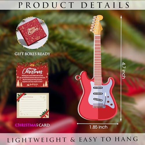 Red Electric Guitar Christmas Ornament - Mini Acrylic Guitar for Tree & Music Lovers