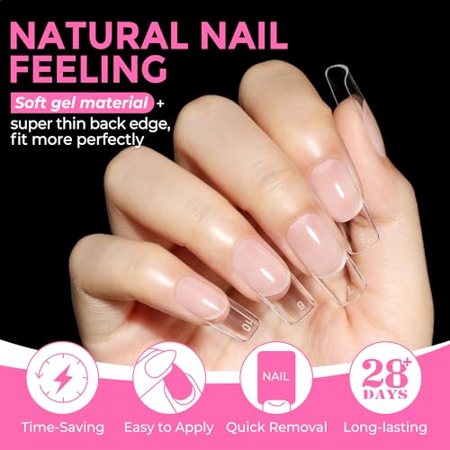 Medium Square Soft Gel Nail Tips 216pcs - No Trace, Long Lasting, Easy DIY Manicure
