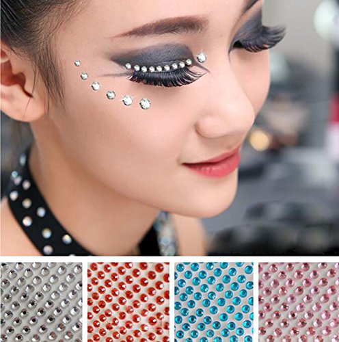 Purple Flatback Rhinestones Self-Adhesive Crystal Gems for Face Body Nails Makeup - 91 pcs