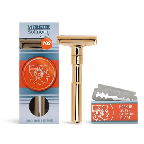 Merkur Futur 702 Adjustable Safety Razor - Bright Gold, Eco-Friendly Design, Made in Germany