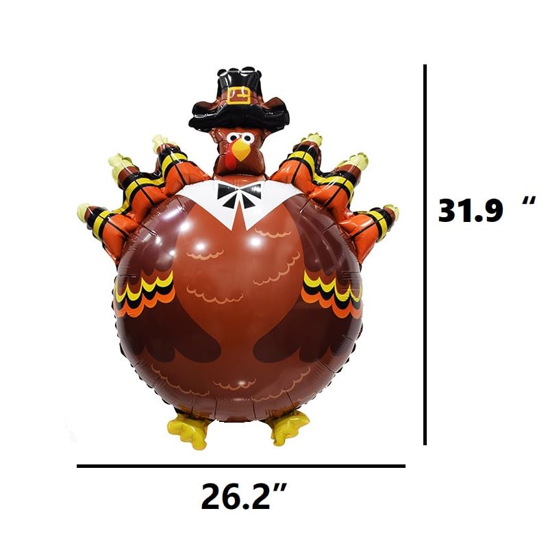 Thanksgiving Turkey Foil Balloons Set - Autumn Harvest Party Decorations