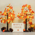 2-Pack 24-Inch Lighted Fall Maple Trees for Thanksgiving & Holiday Decor