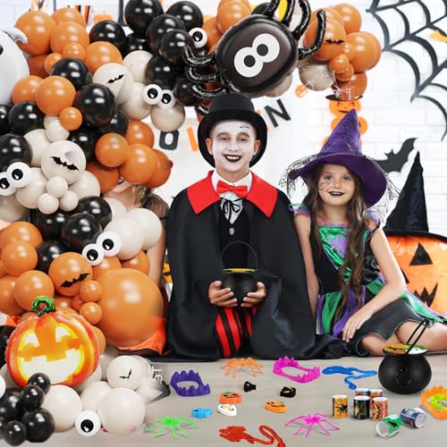 Halloween Balloon Garland Arch Kit with Eyeball, Ghost, Spider & Pumpkin Foil Balloons