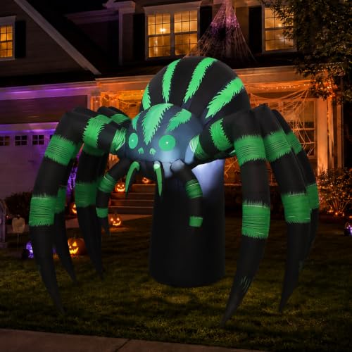 7 Ft Inflatable Halloween Spider with LED Lights Outdoor Yard Decoration