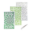 Self-Adhesive Face Rhinestone Stickers Set2 - Green, White, Red for Halloween & Makeup