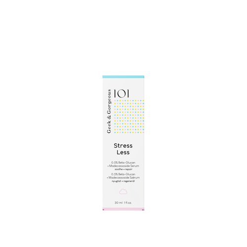 Geek & Gorgeous – Stress Less – Lightweight Gel Serum with Beta-Glucan & Madecassoside – Soothing Care for All Skin Types, Especially Sensitive – 1 oz