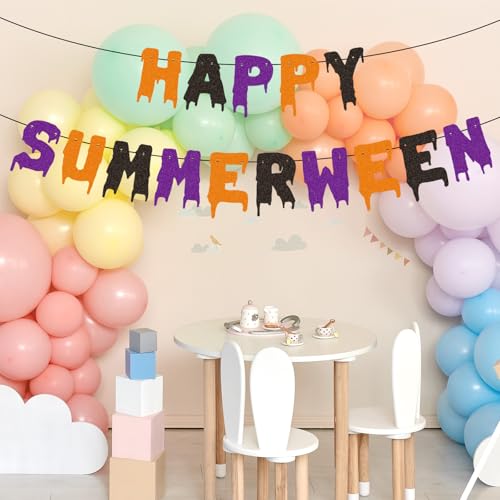 Summerween Banner Set - Glitter Happy Summerween Party Decorations