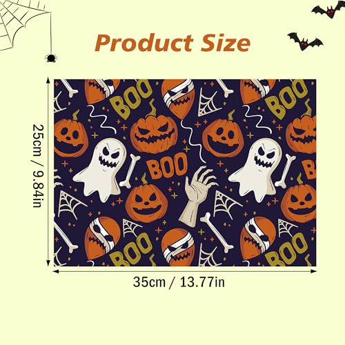 Halloween Disposable Paper Placemats - Ghost & Pumpkin Design, 50 Pack, Style 2