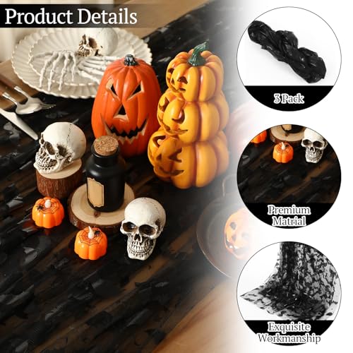 Black Bat Halloween Table Runner - 10ft Gothic Tulle Decor, Variation of 3