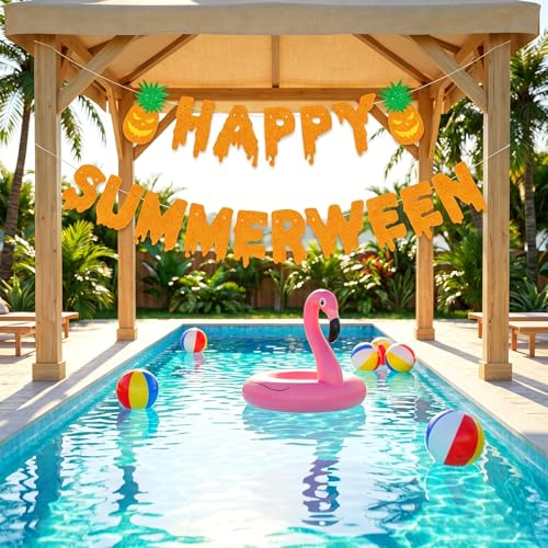 Summer Halloween Banner Spooky & Summer Theme Party Decor