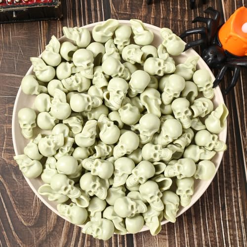 Mini Plastic Skull Heads Halloween Skeleton Figurines - 100pcs Prank & Decoration