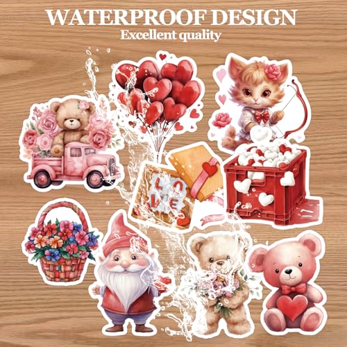 Valentine's Day Sticker Set - 100pcs Heart, Floral & Phrase Decals for Gifts & Decor