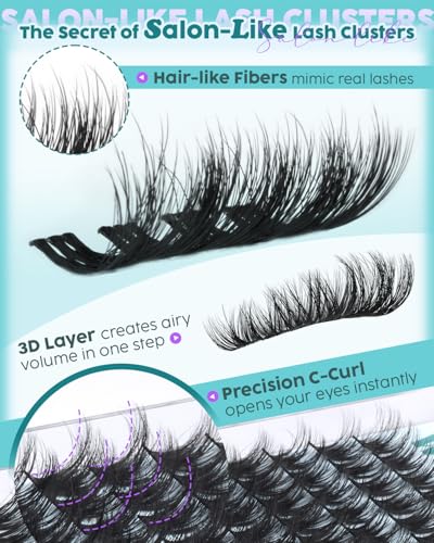 Fluffy Lash Clusters 12-16mm Wispy C Curl False Eyelash Extensions - B-Fluffy Variation