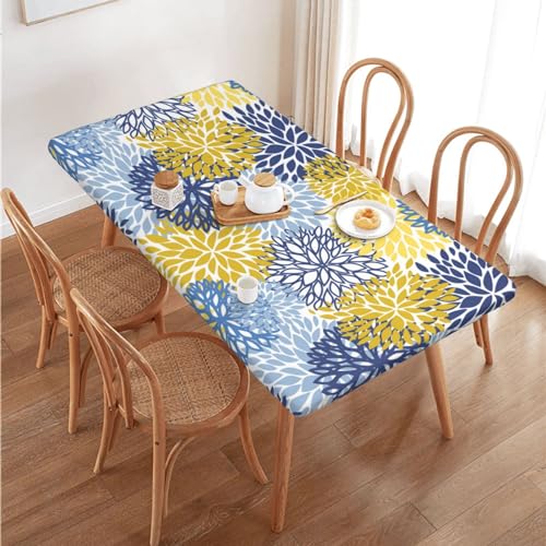 Fiokroo Rectangle Tablecloth 48x30 Inches with Chrysanthemum Flowers - Waterproof & Wrinkle-Resistant Decor