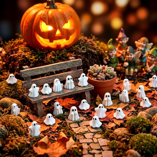 Mini Ghost Figurines Set - 60 Waterproof Resin Halloween Decorations