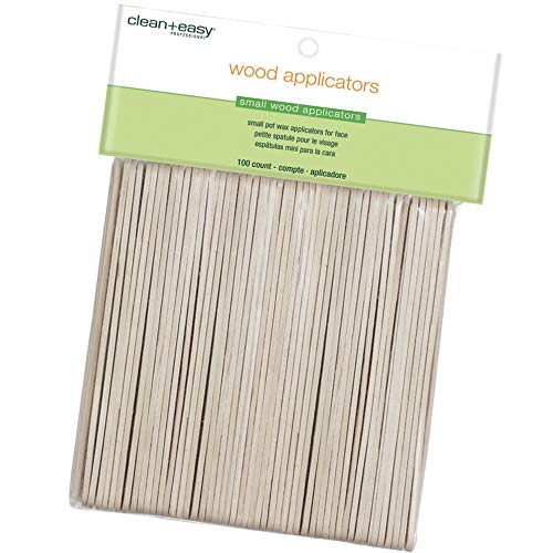 Small Wooden Waxing Applicator Sticks - 100 Count for Face & Body - Clean + Easy