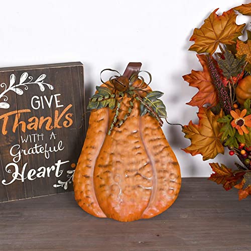 13.5-inch Metal Pumpkin Outdoor Fall Decor - Rustic Porch Halloween & Thanksgiving