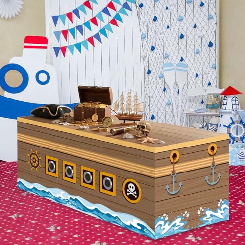 Pirate Party Tablecloth 72x30 Inch Nautical Ship Design for Kids & Adults - Pirate Variation