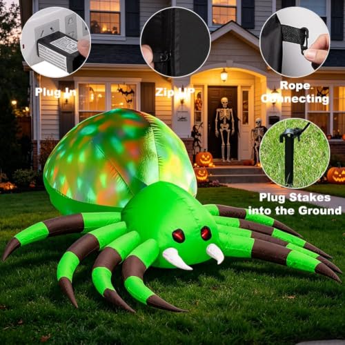 12FT Inflatable Halloween Spider with LED Lights Outdoor Yard Decoration