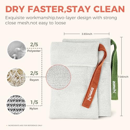 Gentle Exfoliating Soap Saver Bags for Bar Soap - 2 Pack, Grey