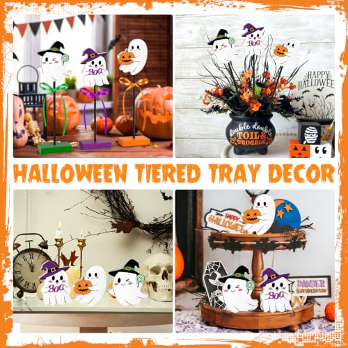Halloween Wooden Ghost Signs Set - Cute Ghost Table Decorations - Variation of Cute Ghost