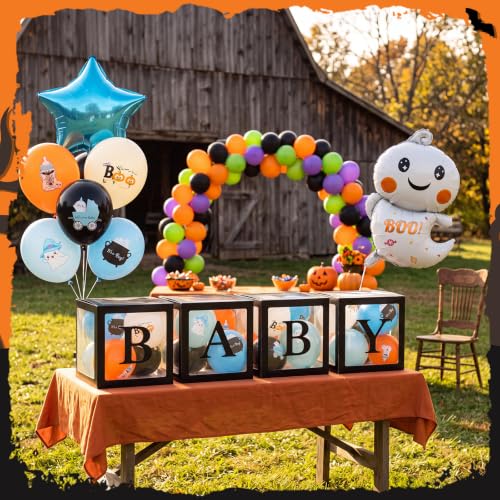 Halloween Baby Shower Decoration Set with Balloons & Ghost Foil Balloon - Blue / Ghost
